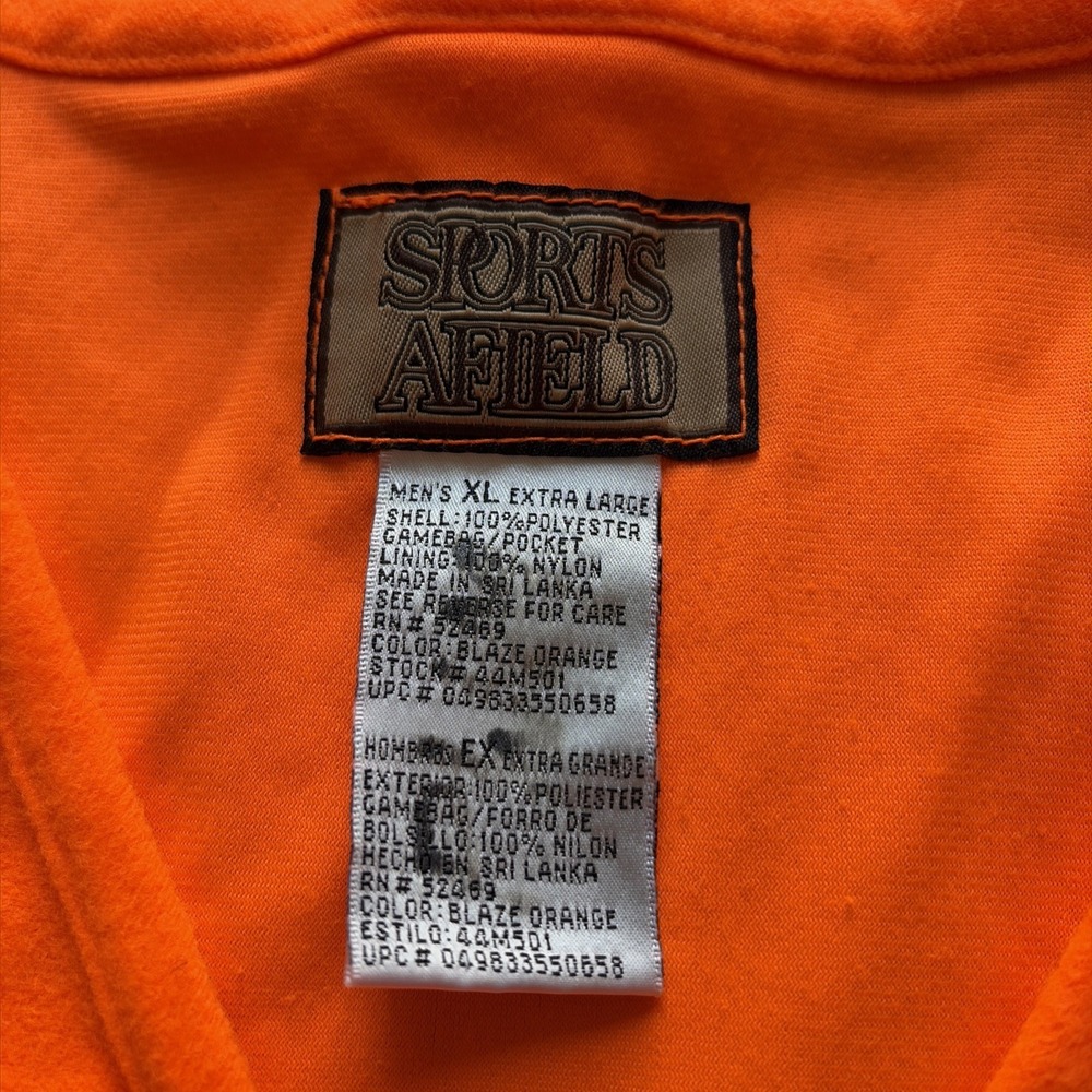 Vintage Sports Afield Blaze Orange Hunting Vest Mens XL Bird Pouch - Picture 2 of 7